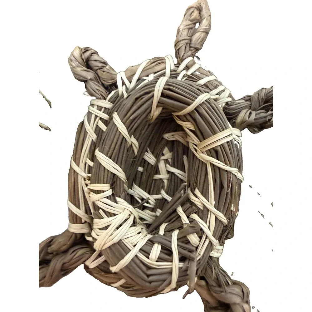 Vintage Basket Turtle Tortoise Mexican Coiled Effigy